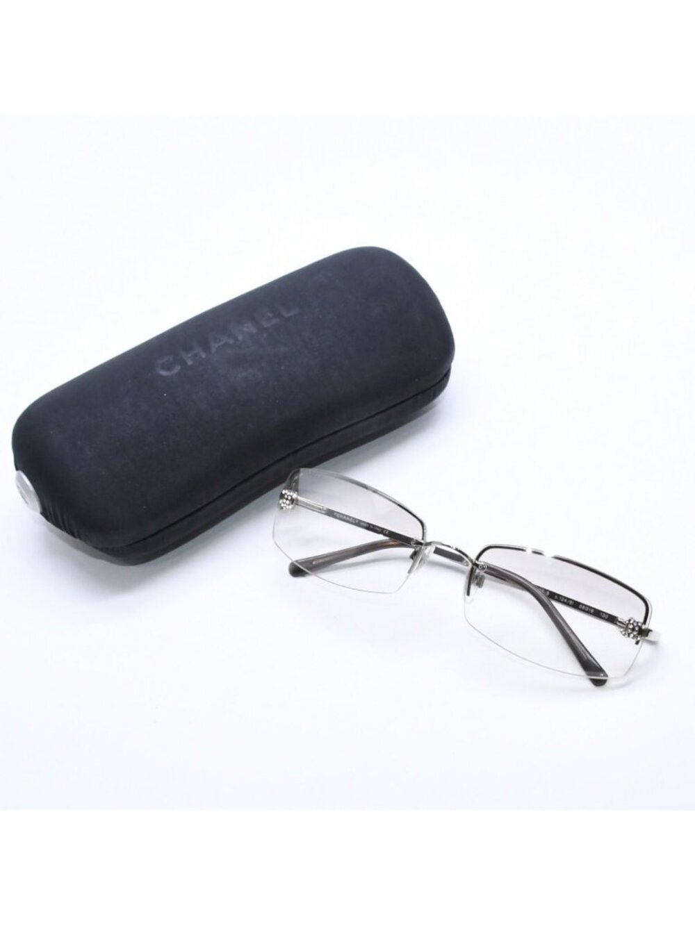 Chanel Half Rim Sunglasses Eyewear CC Logo Rhinestone